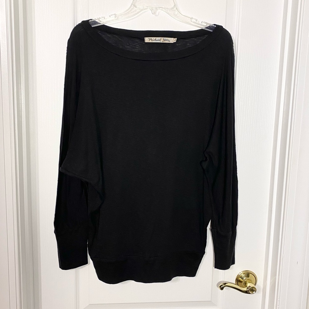 NEW Y2K Michael Stars Dolman Sleeve Knit Top Black One Size (FLAW)